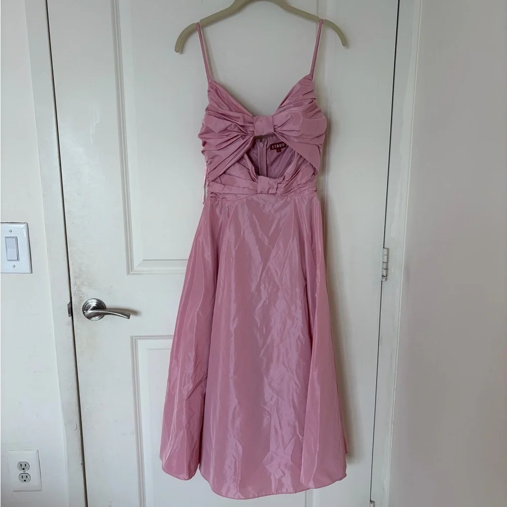 Staud Dayanara Pink Cutout Taffeta Dress